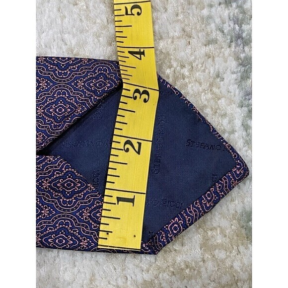 Stefano Ricci Silk Neck Tie Navy Blue & Pink Floral-Type Pattern - Picture 9 of 9